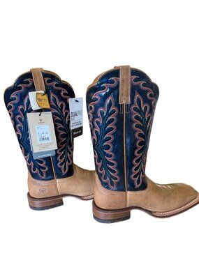 women's new ARIAT Darbie boots 9M 9 navy patent flaxen Western cowboy cowgirl